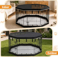 Dog Playpen Top Cover for Pets Waterproof Heavy Duty Dog Pen Cover with Breathable Mesh, Fits 24" 8 Panels Octagon Metal
