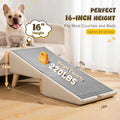 Dog Stairs for Small Dogs 16" H - Upgraded Non-Slip Dog Ramp for Couch, Foldable 2-in-1 Pet Ramp and Ottoman, Pet Stairs for Puppy, Pet Steps with Solid Wood Frame (Beige)