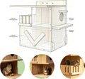 Extra-Large 3-Chamber Squirrel Nesting Box with Dual Platforms - Handmade 2-Story Solid Wood House for Squirrels & Chipm