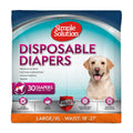 Simple Solution Disposable Dog Diapers, Female Dog Diapers, Puppy Potty Training, Incontinence and Heat Cycle Protection, Large Diapers for Dogs, 18-27 Inch Waist, 30 Count
