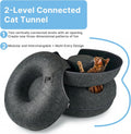 2-Level Detachable Large Cat Tunnel Bed for Indoor Cats, Scratch-Resistant Felt Donut Cat Cave, Supports Up to 30 lbs, P