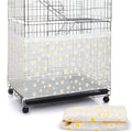 Shappy Large Bird Cage Net Cover for Seed Bird Cage Skirt Seed Catcher with Daisy Pattern Adjustable Nylon Protector for Budgie Parrot Parakeet Macaw(X-Large,White Daisy)