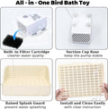 Automatic Parakeet Bird Bath with Pump, Large Bird Shower Fountain