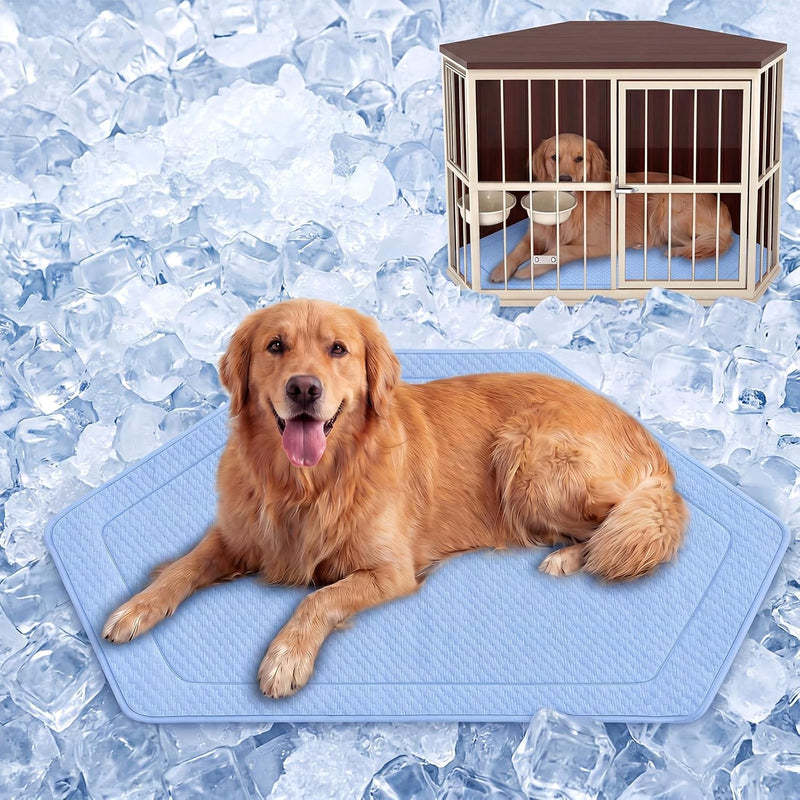Fanfanwin 42.5 x 23.8 Inch Corner Dog Crate Mat Bed for Large Dogs, Washable Kennel Pad for Furniture Dog Crate, Ice Sil