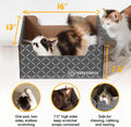 Hide & Scratch Cardboard Cat Scratcher Box & Bed - Dark Grey Diamond | Double-Sided Corrugated Pad for Indoor Cats | Refillable Scratching Board Toy for Play & Furniture Protection