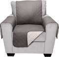 Furhaven Water-Resistant & Reversible Chair Cover Protector for Dogs, Cats, & Children - Two-Tone Pinsonic Quilted Living Room Furniture Cover - Gray/Mist, Chair
