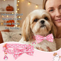 ADOGGYGO Pink Halloween Dog Collar Girl, Ghost Bow Dog Bow Tie Collar L