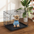 DUMOS Dog Crate, 24 Inch Small Single Door Dog Cage with Plastic Leak-Proof Pan Tray, Folding Metal Wire Pet Kennel for Indoor, Outdoor, Travel, Black