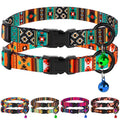 Cat Collars 2 Pack - Soft Cute Breakaway Collar with Bell, Adjustable Safety Kitten Collars for Girl & Boy Cats – Comfortable Stylish Patterned Print Lightweight (Tribal + Southwest)