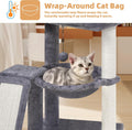 YOUPET Cat Tree with Cat Scratching Post for Indoor Cats, Cat Tower with Scratching Board and Playful Toy Balls, Cat Tree Tower with Cozy Hammock,Grey