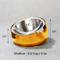 Felli Pet Oblik Whisker Fatigue Cat Food Bowl Raised Stainless Steel Shallow Dish, Pet Design Anti Vomit Tilted Metal Plate Feeder Elevated Acrylic Base for Treats Storage(Gold, 0.5 Cups Shallow Dish)