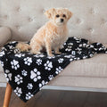 Pet Dog Cat Blanket Ultra Soft Cozy Fleece Paw Print Design Machine Washable Durable for Crates Beds Sofas Travel (Purple Paw Symphony, Medium)