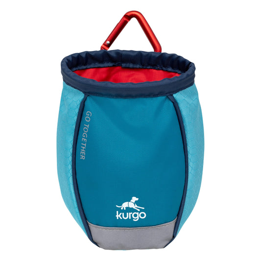 Kurgo Go Stuff It Dog Treat Bag, Training Treat Pouch Bag for Dogs, Treat Pouches for Pets, Hands-Free Pouch Waist, Reflective, Includes Carabiner (Coastal Blue)