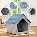 Fancyango Small Dog House Outdoor Indoor, Durable Plastic Waterproof Doghouse with Air Vents and Elevated Floor, Easy Clean and Assemble (Blue, 23.5" L×22.5" W×