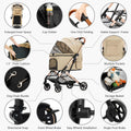 Medium Dog Stroller, Kenyone Pet Stroller for Medium Dogs Up to 55lbs, Lightweight Aluminum Frame, One Click Folding, Large Cat Stroller with No Zip Entry, Detachable Mesh, Multiple Pockets