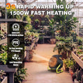 Greenhouse Heater with Digital Thermostat, 1500W Electric Heater