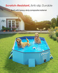 Peteast Foldable Dog Pool - Extra Large 71" x 39" x 12" Hard Plastic Portable Pet Bath Tub with Non-Slip & Reinforced Stability, Collapsible Design for Indoor Outdoor Backyard Use (Blue)