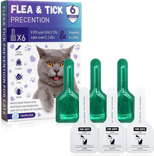 6Pcs Topical Cat Care Drops, Monthly Outdoor Comfort Liquid for Cats