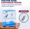Prevue Pet Products Parakeet Square Roof Bird Cage with Handle - Carrier for Home or Travel, Small Bird Accessories, Easy Storage, for Canaries, Budgies, Finches, Parakeets, and More - Blue & White