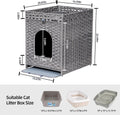 Snughome Cat Litter Box Enclosure Furniture Hidden with Cat Litter Mat, Hidden Cat Washroom Furniture with Door, Handwov