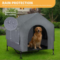 Pawmmo 42" Dog House Outdoor Indoor with Breathable Mesh Windows, 2-in-1 Outside Dog House Elevated Dog Bed Cot Dog Tent Shade Shelter, Easy to Assemble & Clean (42 INCH)
