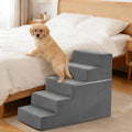 KMFurnila 5-Step Dog Stairs for Large Dogs and Cats, 23in H Dog Steps for Couch, Sofa, Chair, Non-Slip Sturdy Pet Steps, Pet Ramp for High Bed Indoor, Grey