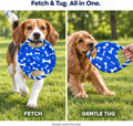 Dog Rope Flying Disc Toy with Squeaker | Durable Canvas Center & Braided Cotton Rope Ring | 2-in-1 Fetch & Tug Interacti