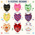 9 Pack Holiday Dog Bandanas, Seasonal Pet Scarves for Medium Large Dogs