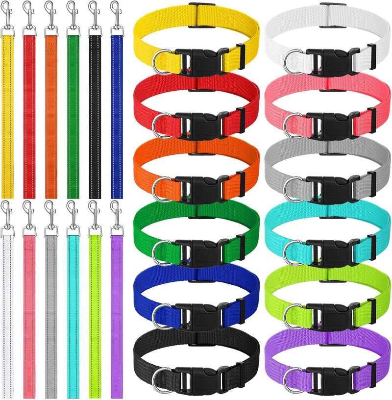 Silkfly 24 Pcs 11 Inch Goat Lead Rope and Goat Collars Set Include Nylon Goat Collar and Lead Rope with Reflective Strip
