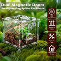 Jumping Spider Enclosure, Small Reptile Terrarium for Tarantula Hermit Crab Praying Mantis, Acrylic Insect Habitat with 