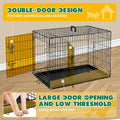 Aidoly Dog Crate - Medium 36 Inch Double Door Portable Dog Cage, Metal Wire Pet Kennel with Secure Lock, Leak-Proof Pan Tray, Foldable Design for Dogs Pets Indoor Training and Outdoor Travel