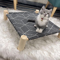 Pozico Cat/Dog Bed Hammock Cat Bed, Wooden Dog Elevated Indoor Outdoor Beds, Raised Cat Cots Furniture Pet Bed Puppy Bed Portable Breathable Mesh Cat Beds for Small Animals-Black Diamond