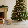 Christmas Cat Proof Tree Skirt Kit with Soft White Tree Skirt, Prickle Mat