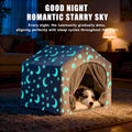 Pelemee Indoor Dog House, Night-Luminous Star Dog Tent with Frame, Washable Dog Cave Bed, Suitable for 36-66 lb Medium and Large Dog