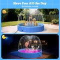 Pawtners Foldable Dog Pool with Sprinkler & RGB LED Light, 72" Collapsible Hard Plastic Swimming Pool for Small Large Dogs Cats and Kids, Portable Pet Bathing Tub Wading Pool for Backyard Camping Blue