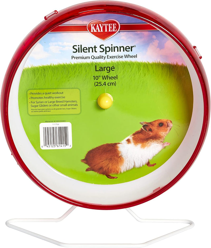 Kaytee Silent Spinner Wheel For Pet Syrian or Large Breed Hamsters, Sugar Gliders and Gerbils, Large 10 Inch (Colors May