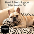 Calming Dog Couch Bed Mats with Neck and Head Support, Fluffy Plush Pet Sofa Cover for Small Medium Dogs and Cats, Non-S
