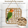 2Pcs Natural Sea Grass Parrot Mat - Foraging Chew Wall Toy with Climbing Rope & Hook, Hanging Play Pad for Lovebirds/Cockatoos/Budgerigars/Conures/Pigeons | 2 Sizes29.53x6.89 &7.48x7.48 Inches