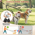 Tangle Free Double Dog Leash for Two Dogs,360° Swivel,for Medium Dogs