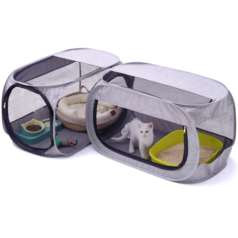 NAFU Corner Cat Playpen with Litter Box Compartment for Indoor Use - Space Saving Foldable Enclosure for Kittens & Puppy, Cat Houses & Condos