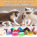 QUOZUO 30 Pcs Cat Toy Kitten Toys Set, Interactive Cat Toy Wand Cat Springs Ball Toy with Bells, Cat Toys for Bored Indoor Cats, Gift Box Styles