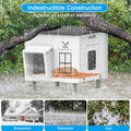 Indestructible Heated Cat House for Outside Winter, Heated Outdoor Cat House Weatherproof with Escape Door, Waterproof &