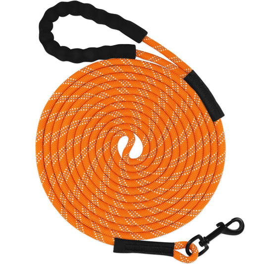 Taglory Long Dog Leash, 15FT 30FT 50FT 66FT, Training and Recall Leash with Comfortable Padded Handle for Large Medium Small Dogs Walking, Camping, Orange 30FT