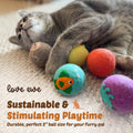 Hustle & Blush Love Ewe Felted Cat Toys 3 Pack - 2 Inch Fish & Bird Hand Made Cute & Fun Design Kitten Wool Felt Balls for Indoor Play & Exercise - 100% New Zealand Handmade Felted Balls