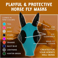 Stretchable UV-Blocking Equine Fly Mask with Moldable Ear Covers, Adjustable Comfort Mesh Straps, Leopard-Pattern Pastur