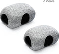 2PCS Aquarium Hideaway Rocks for Aquatic Pets to Breed, Play and Rest, Safe and Non-Toxic Fish Tank Ornaments, Ceramic D