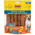 Cadet Gourmet Triple Chews Long-Lasting Pork Hide Sticks with Sweet Potato and Chicken, Healthy Dog Treats for Small & Large Dogs, 6 Count