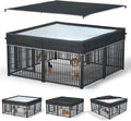 Dog Playpen Cover Reinforced with Waterproof Sunshade Curtain | 1680D Waterproof Oxford Cloth & Nylon Mesh | UV-Resistan