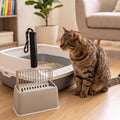 304 Stainless Steel Cat Litter Scoop-Metal Litter Scooper with Holder, Heavy Duty Litter Sifter, Kitty Litter Box Scoope
