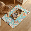 HOMETITUTE Cat Feeding Mat Blue Kitten Print Bowl Placemat 24 x 16 Inch